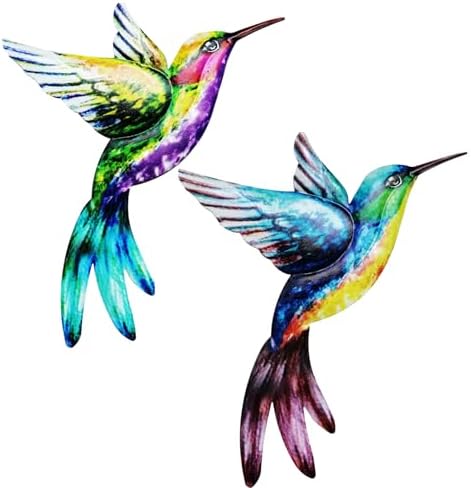 John's Studio Metal Hummingbird Wall Decor Bathroom Glass Art Iron Sculpture Outdoor Hanging Decoration For Home Bedroom Garden Patio Porch Or Fence - Green