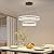 LED Modern Pendant Chandelier, 2 Ring Circular Black Ceiling Light Fixture, Dimmable 3000K-6500K, Adjustable Hanging Light Flush Mount Lamp for Dining Room, Kitchen Island, Living Room, Office