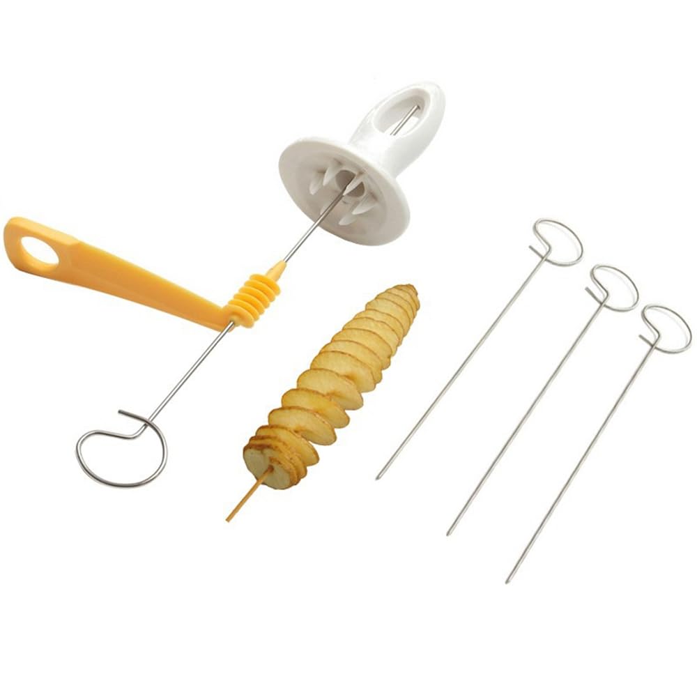 Azonee Potato Slicer, Potato Slicer Spiral Cutter, Tornado Potato Cutter, Fry Vegetable Spiralizer Chips Maker with 4 stainless steel Sticks, Fancy Fry Chips Gadgets