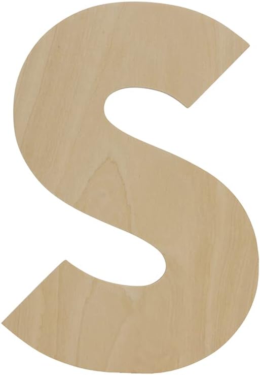Wooden Letter S Cutouts 12", Wooden Letters for Wall Decor, Home Decor, Crafts, and Party Decorations by Woodpeckers