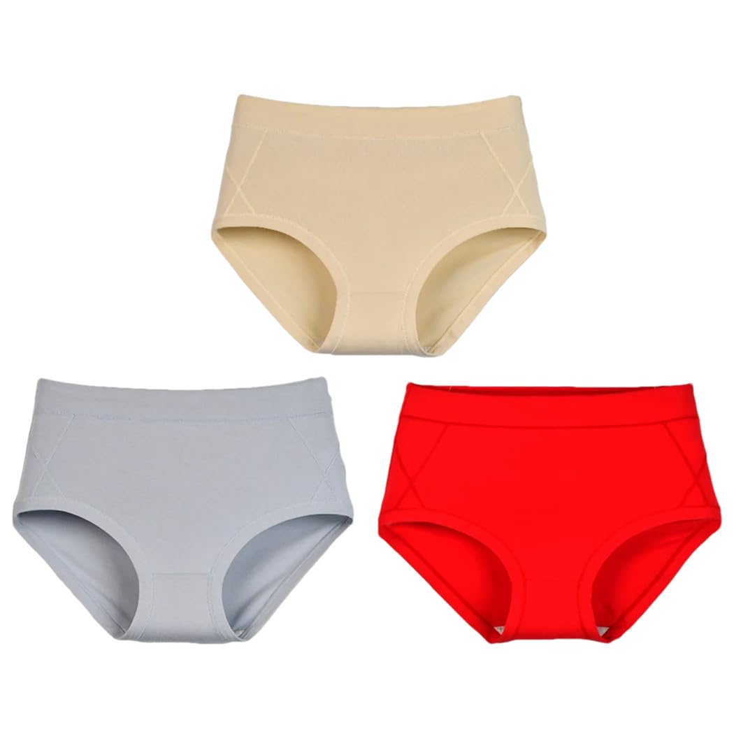 Bragas de algodón de cintura alta para mujer, ropa interior íntima para mujer, 3 piezas
