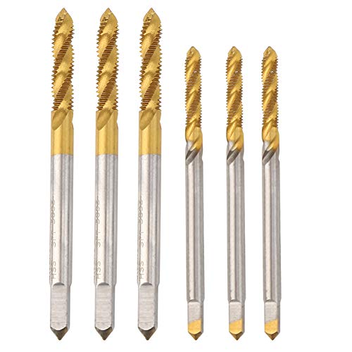 CUOFYUNL 3 juegos de accesorios de herramientas de mano estriados en espiral de acero de alta velocidad M3 + M4 dorado plateado
