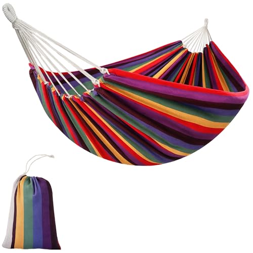 Outsunny Hamac de Voyage Respirant Portable Toile de hamac dim. 2,9L x 1,5l m Sac Transport Coton Polyester Multicolore