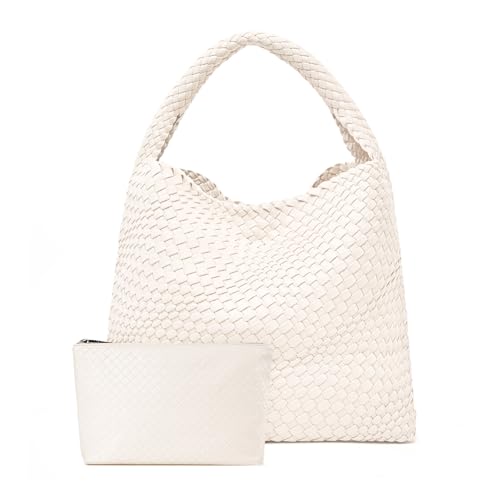 Image of MELOLILA Large Woven Tote Bag for Women Weave Purse Woven Leather Handbag