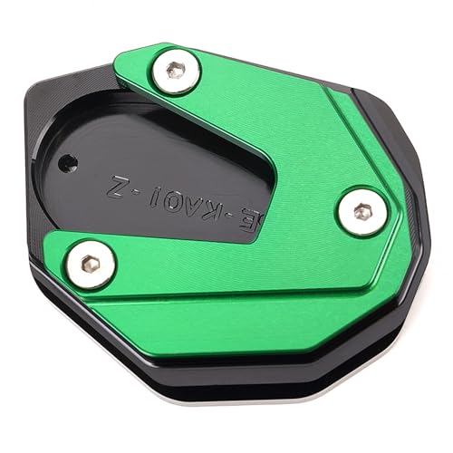 LLIDFONK Für Kawasaki Z900 Z650 RS Z1000 SX Z800 Ninja 650 300 1000SX Ninja ZX6R ZX10R ER6F ER6N Aluminium Motorrad Zubehör Seitenständer Fuß Ständer Verlängerungspad Stützplatte (grün)