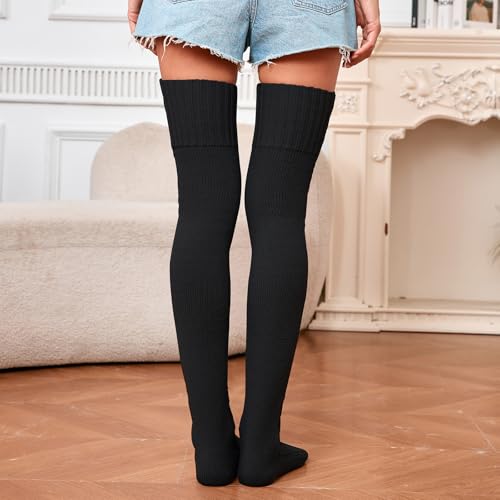 Image of YELAIVP Women's Thigh High Socks - Extra Long Cable Knit Over the Knee Socks and Leg Warmers