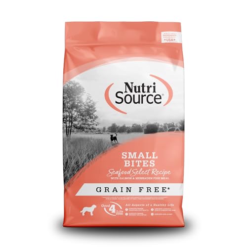 NutriSource Seafood Select Grain Free Dry Dog Food, Small Bites, Salmon and Menhaden Fish Meal, 12LB