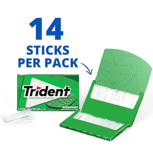Image of Trident Spearmint Sugar Free Gum, 3 Packs of 14 Pieces (42 Total Pieces)