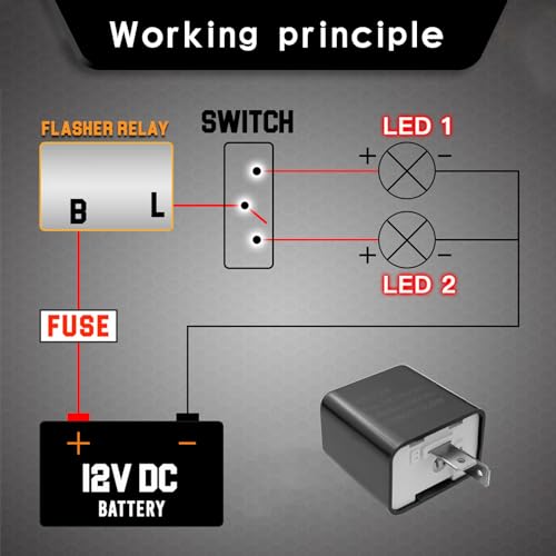 Crynod 4 PCS 2 Pin Car Turn Signal Flasher Relays, 12V Speed Adjustable Durable Vehicle Indicator Flasher Relays, Universal Motorcycle Flasher Replacement Accessories for Trucks SUVs (Black)