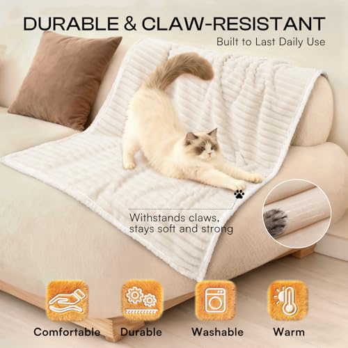 Luciphia Waterproof Dog Blanket for Small Puppy Ultra-Soft Calming Cut Pile Flannel Throw Durable & Warm Furniture Protection for Couch Car Pet Cat Blanket Machine Washable Soft White,S(40''x28'') - Image 6