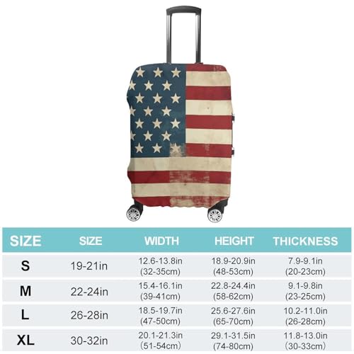 Vintage American USA Flag Printed Luggage Cover Protector, Fits 18-32 Inch Luggage2