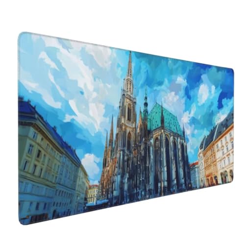 Tapis de Souris Ville Angleterre Tapis de Souris XXL 900x500x3mm, Imperméable Tapis de Souris Gamer XXL Tapis Souris Mouse Pad, Base Atidérapante, Haute Précision et Vitesse pour Gamer, Deco Bureau
