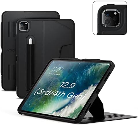 ZUGU CASE - 2018/2020 iPad Pro 12.9 inch (3rd/4th Gen) - Ultra Slim Protective Alpha Case - Wireless Apple Pencil Charging - Convenient Magnetic Stand & Sleep/Wake Cover (Stealth Black)
