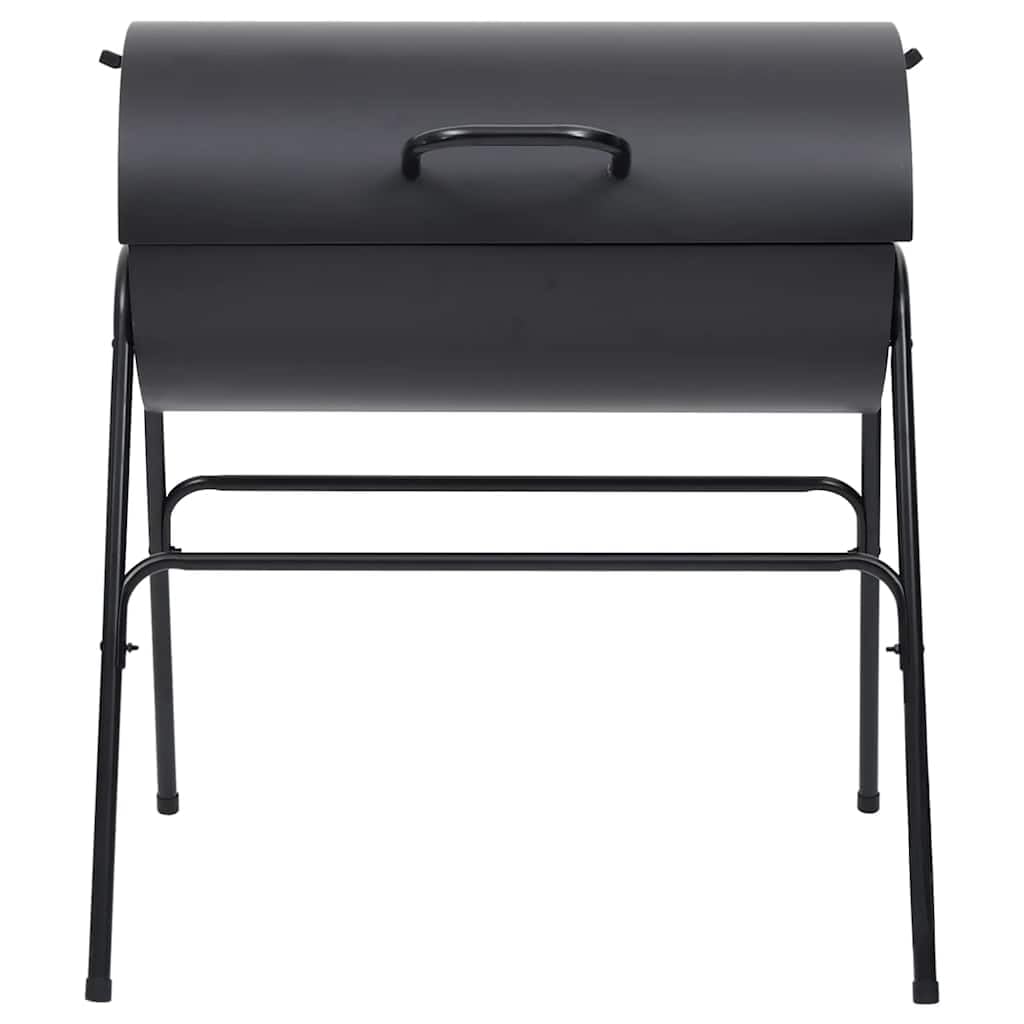 Barbecue a carbonella in acciaio con 2 griglie, rivestimento nero, dimensioni totali, 80 x 95 x 90 cm, griglia scaldavivande per terrazza, balcone, giardino, per grigliare carne e verdure