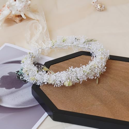 Diadema de flores secas corona para bebé estilo boda miniatura 5