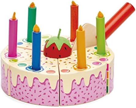 Tender Leaf Toys Rainbow Birthday Cake - Wooden Pretend Food Cake For Children - Perfect For Pretend Play and Role Play