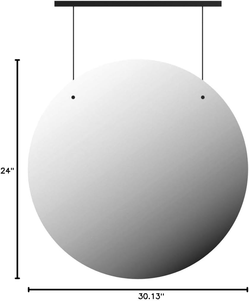 Dimensions of Umbra Exhibit mirror showing 24 inch height and 30.13 inch width