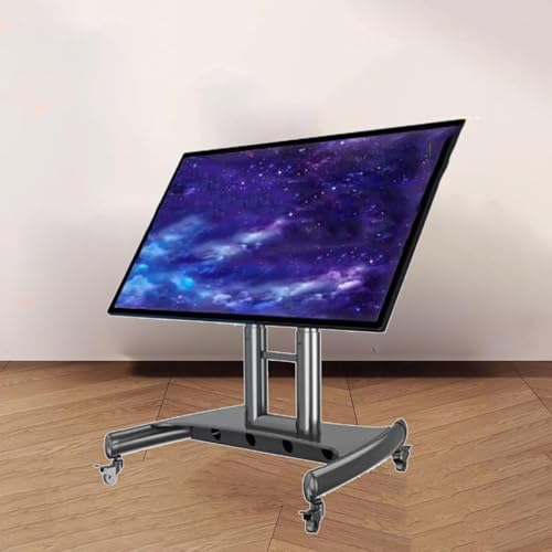 PUCNHZYNW Portable Tv Floor Stand - 32-70 Inch Rolling Floor Stand, 0-90°Angle Adjustable Tilting Tv Stand, Mobile Tv Cart On Wheels, LCD Tv 360 Degree Rotating Floor Stand, Tv Mou