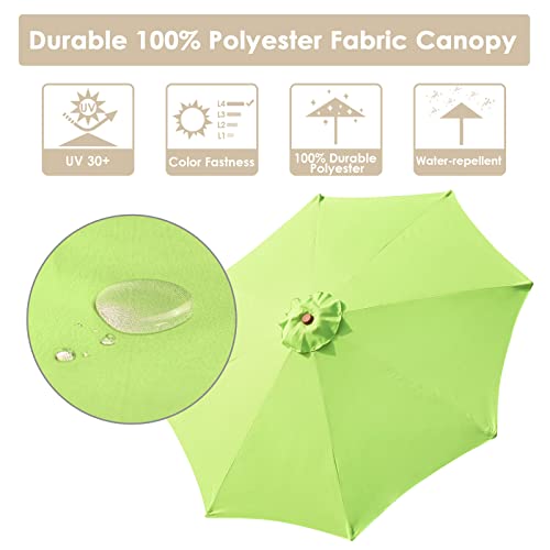 Chi Mercantile 9 Feet 8 Rib Outdoor Patio Wooden Market Umbrella Sun Shade Backyard Garden Parasol Pulley And Rope System (Green Apple) #TOP5