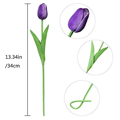 Nubry 30Pcs Artificial Tulip Flowers Fake Real Touch Tulips Flower Bouquet For Wedding Arrangements Centerpieces Home Decoration (Purple) #TOP3