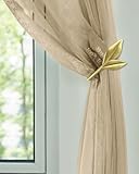Gold Curtain Holdbacks 2 Pack, Metal Olive Leaf Curtain Tiebacks Wall Mounted, Curtain Holders for Wall, Curtain Pull Back Hooks, Decorative Curtain Side Hooks for Drapes and Curtains