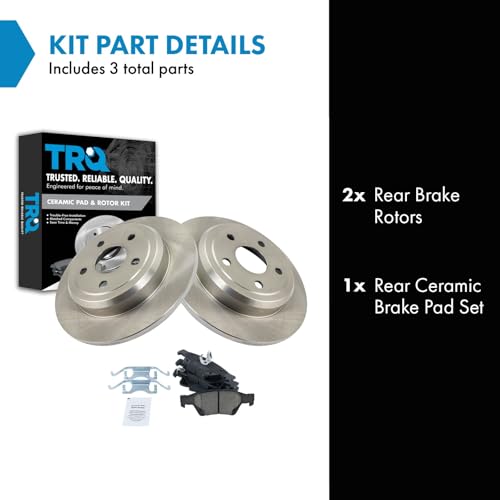Image of TRQ Rear Brake Pad and Rotor Set Ceramic Solid Rotors