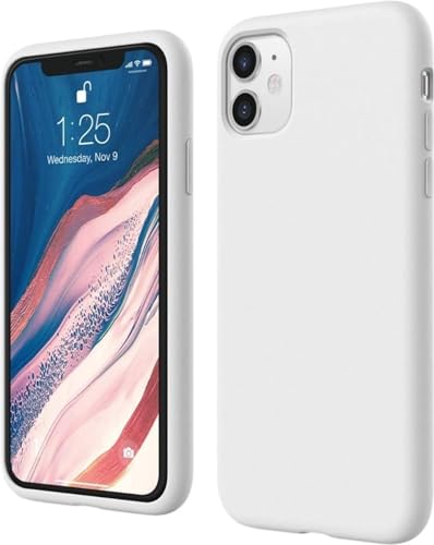 Image of Premium Liquid Silicone Case for iPhone 11 - Slim Full Body Protective Back Cover with Soft Microfiber Lining, Anti-Slip Grip Scratch Resistant Phone Case(White)