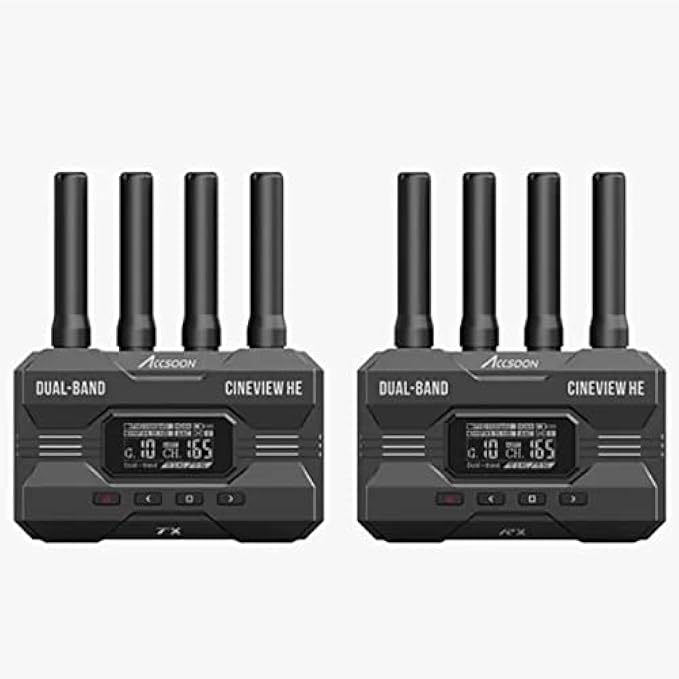 ACCSOON CineView HE Wireless Video Transmission System Transmitter&Receiver 2.4+5Ghz HDMI in&Loop-Out, UVC Out for Live Streaming 1080p 60fps 0.06s Latency 1200ft Range up to 4 Devices Monitoring