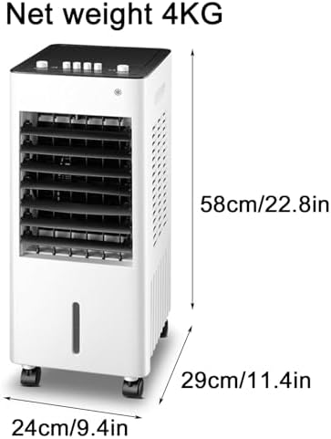3-in-1 Evaporative Air Cooler, Indoor Swamp Cooler & Air Conditioner with 8L Water Tank, 3 Speeds, 36dB Quiet, 90° Oscillation, 2 Ice Packs - Perfect for Bedroom & Home (Black)
