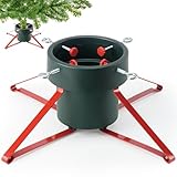 B-COOL Christmas Tree Stand for Real Trees: Xmas Base Holder With Adjustable Legs for Seasonal Displays, Home Decor Up to 7ft Tall, Green Red L