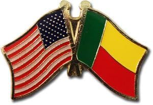 USA and Benin Flag Die-struck Metal Friendship Lapel Pin with Butterfly Clasp Closure - Image 2