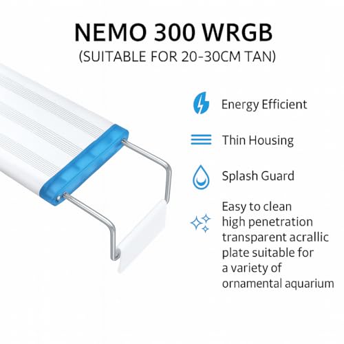 Image of VAYINATO Nemo 300 WRGB Aquarium LED Light - Suitable for 20-30 cm Tanks | Energy Efficient, High Color Rendering, Ultra-Thin Design