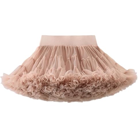 BGMINGYI Baby Girls Tutu Skirt Toddler Princess Fluffy Soft Tulle Ballet Pettiskirt Adjustable Waist for 6M-10Year Kids (US, Age, 1 Year, 3 Years, Milk Tea) Cover