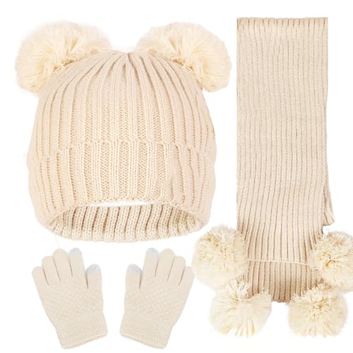 Bonnet écharpe enfant en maille jacquard doublé polaire pour garçons