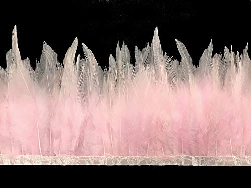 1 Yard - Light Pink Rooster Neck Hackle Saddle Feather Wholesale Trim Diy Craft Wedding Dress | Moonlight Feather #TOP1