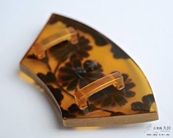 鼈甲　ブローチ　金蒔絵　本鼈甲　斑甲　和装小物　帯留　M6　着物　浴衣 Amazon.co.jp: 本鼈甲 べっ甲 雅抱 造 金蒔絵青貝象嵌菊花文 扇