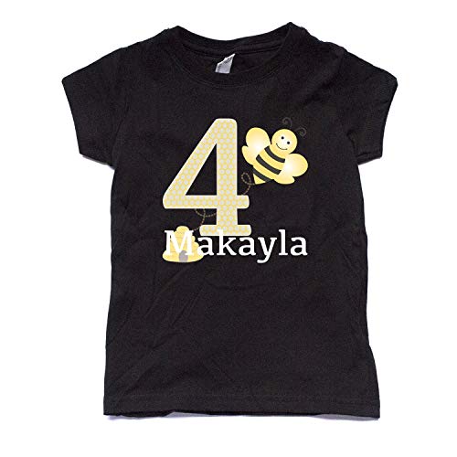 NanyCrafts Girl's Birthday Bumble Bee Personalized Shirt