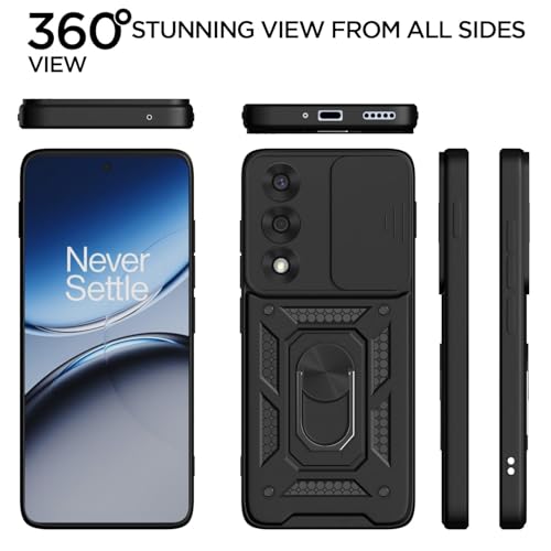 Image of Luxe Back Cover for OnePlus Nord 5 5G | D10 Tough Armor Case | Sliding Camera Shield | 360 Protection | Kickstand Ring Holder | Military-Grade
