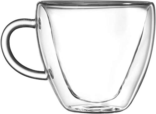 Easicozi Heart Shaped Double Walled Insulated Glass Coffee Mugs Or Aesthetic Tea Cups, Double Wall Glass 8 Oz, Clear #TOP1