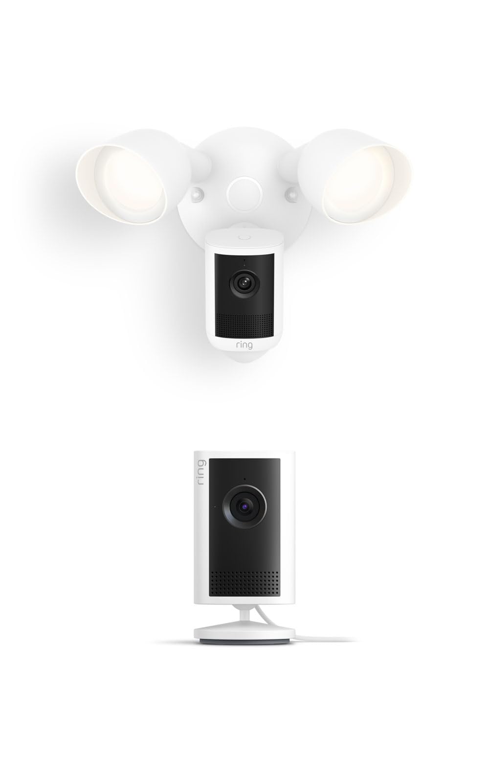 Ring Floodlight Cam, Wired (newest model), White with Indoor Cam Plus, White