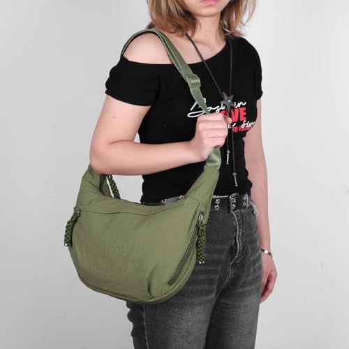 Nylon Crossbody Bag with Zipper Hobo Shoulder Bag with Adjustable Strap Casual Sling Bag Lightweight Shoulder Purse f4