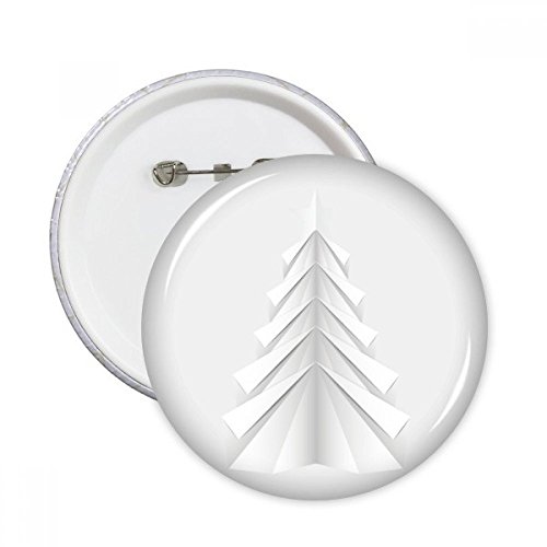 Badge rond Arbre de Noël Origami blanc XL DIYthinker broche pour vêtements