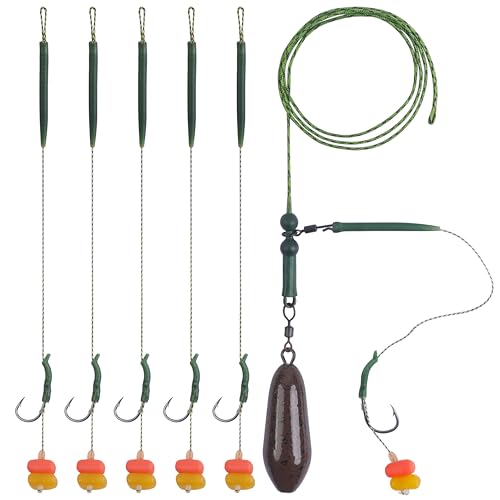Carp Fishing Rig Kit Carp Fishing Accessories Set Hair Rigs for Carp Fishing Rigs Carp Bait with Carp Sinker Swivels Hook Line Fishing Weights Corn Bait for Carp Bass Fishing Tackle (SD-2OZ)