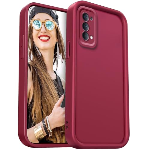 DESSEN Funda para OPPO Reno 4 5G / Reno4 5G Capa Protectora- Silicona Carcasa Antigolpes Protector Camara Móvil Case Cover Suave Bumper Resistente, Rojo Vino