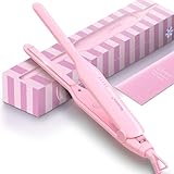 Manelix 0.3 Inch Super Slim Mini Flat Iron for Short Hair, Hair Straightener and Curler 2 in 1, Dual Voltage PTC and Ceramic Small Flat Iron