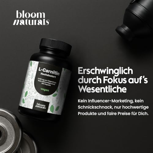 L-Carnitin Kapseln Hochdosiert 3196mg - 180 Kapseln - Komplex aus L-Carnitin-Tartrat, Acetyl - vegan aus Deutschland Laborgeprüft - Verpackung kann variieren