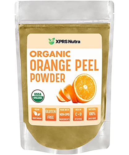 XPRS Nutra Organic Orange Peel Powder - Orange Peel Powder Organic for Skin and Nail Health - Rich Vitamins C and D - Powdered Citrus Peel Orange Powder - Vegan and Vegetarian Friendly (8 oz)