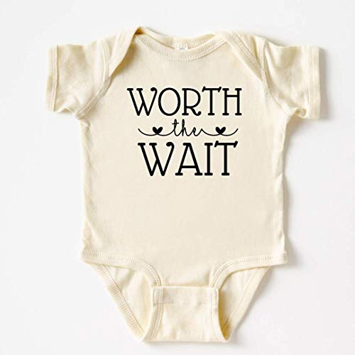Worth the Wait Onesie, Miracle Baby Announcement Grandparents Family Husband, Infertility Onesies, Rainbow Baby Pregnancy Reveal | CREAM4