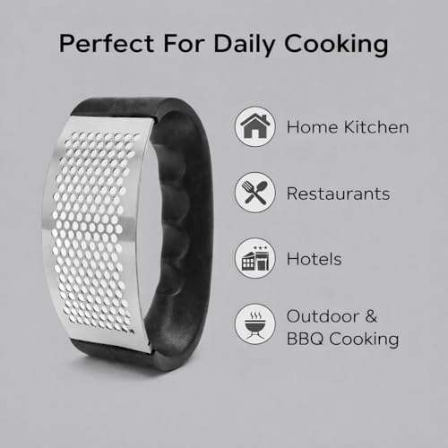Image of Signamio Garlic Crusher Mini Hand Press Chopper for Effortless Garlic Preparation, Durable and Easy to Clean Kitchen Essential - DN-2 Black
