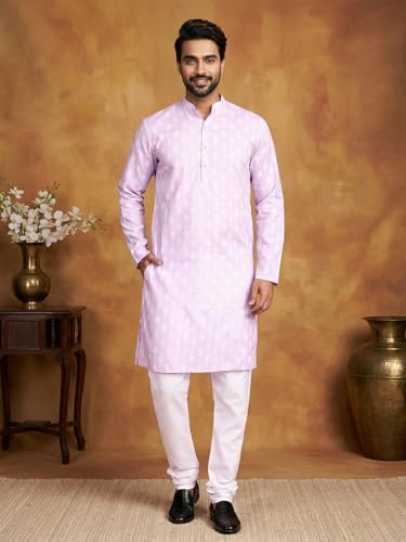 Image of Amazon Brand - Tavasya Men Floral Printed for Regular Fit Kurtas | Ethnic Wear | Festive | Cotton Blend | Knee Length